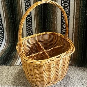 Sectioned vintage wicker basket